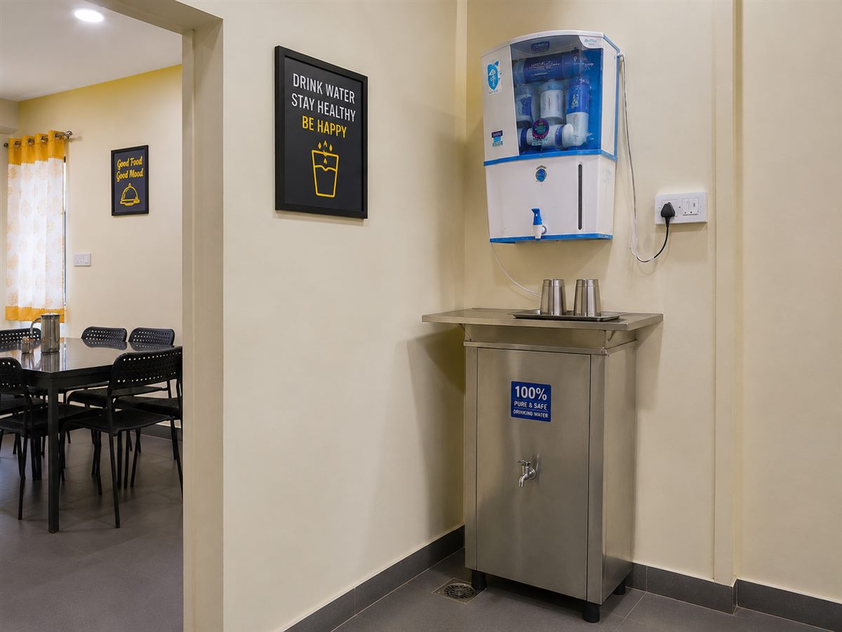 RO water purifier dispenser in hallway